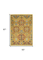 5' X 7' Yellow Floral Power Loom Area Rug