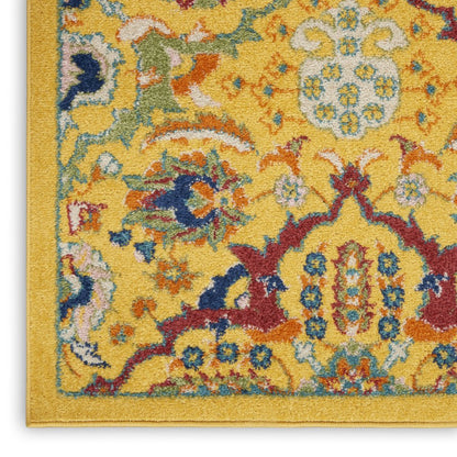 4' X 6' Yellow Floral Power Loom Area Rug