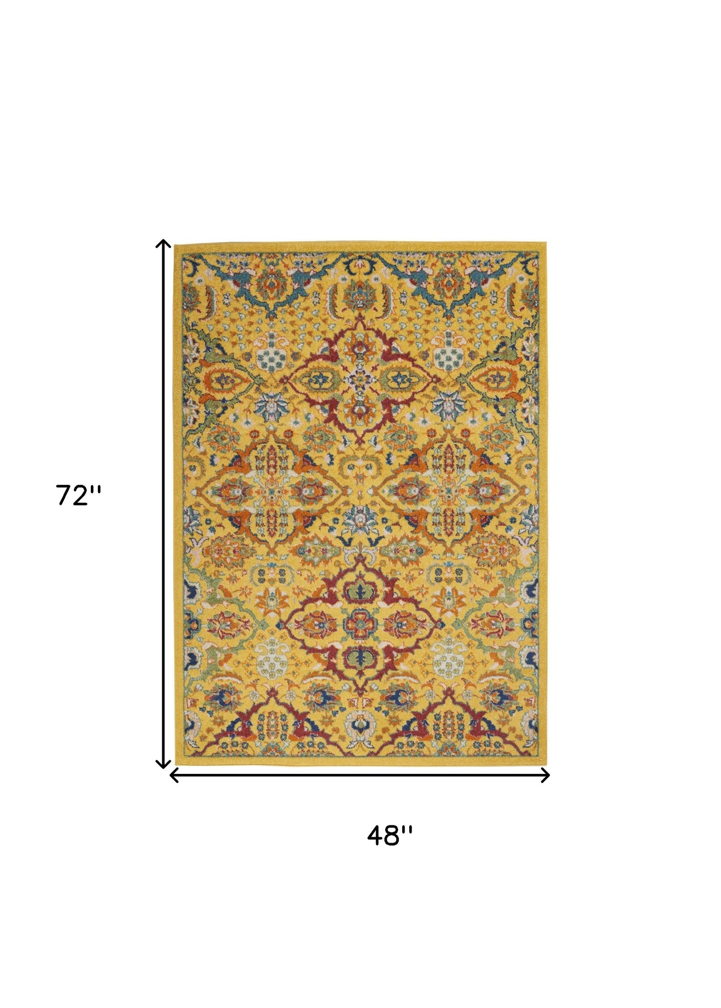 4' X 6' Yellow Floral Power Loom Area Rug