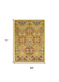 4' X 6' Yellow Floral Power Loom Area Rug