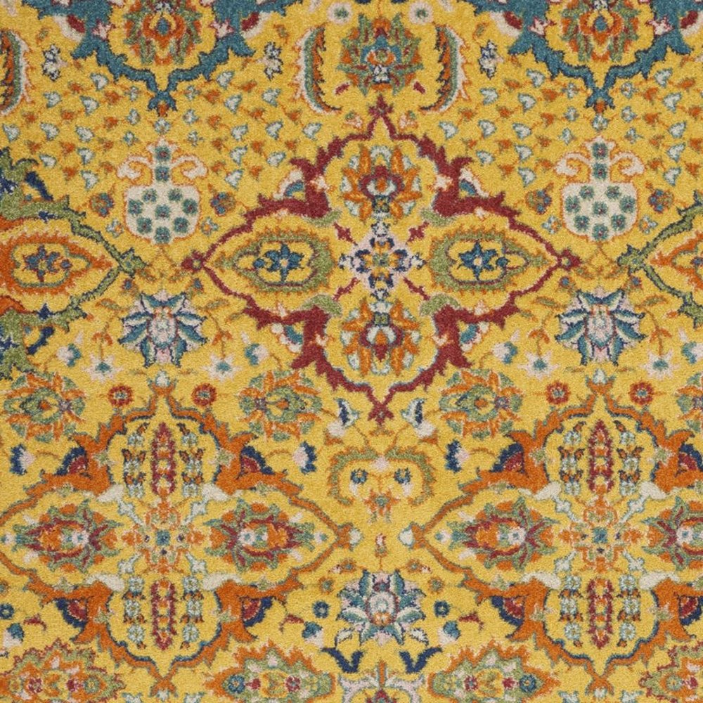 6' X 9' Yellow Floral Power Loom Area Rug