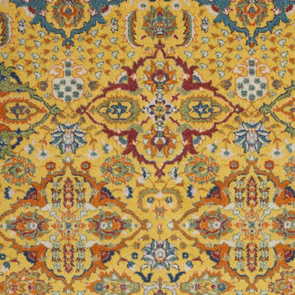 6' X 9' Yellow Floral Power Loom Area Rug