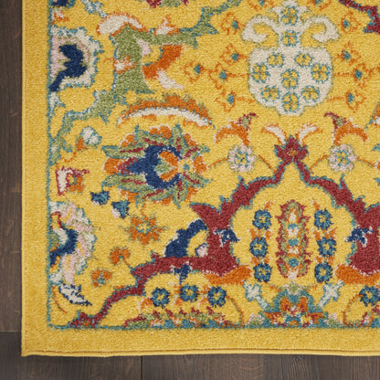 6' X 9' Yellow Floral Power Loom Area Rug