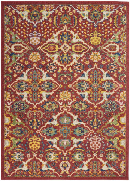 4' X 6' Red Floral Power Loom Area Rug