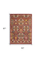 5' X 7' Red Floral Power Loom Area Rug