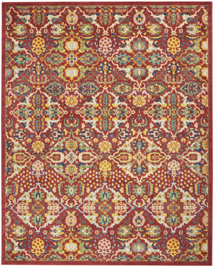 9' X 12' Red Floral Power Loom Area Rug