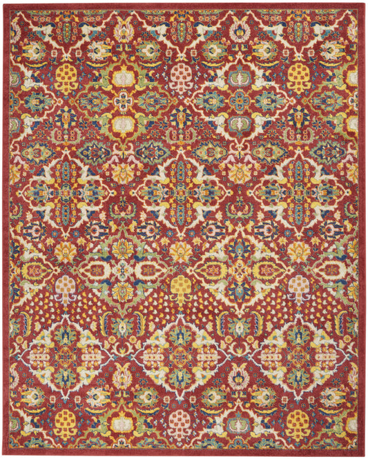 8' X 10' Red Floral Power Loom Area Rug