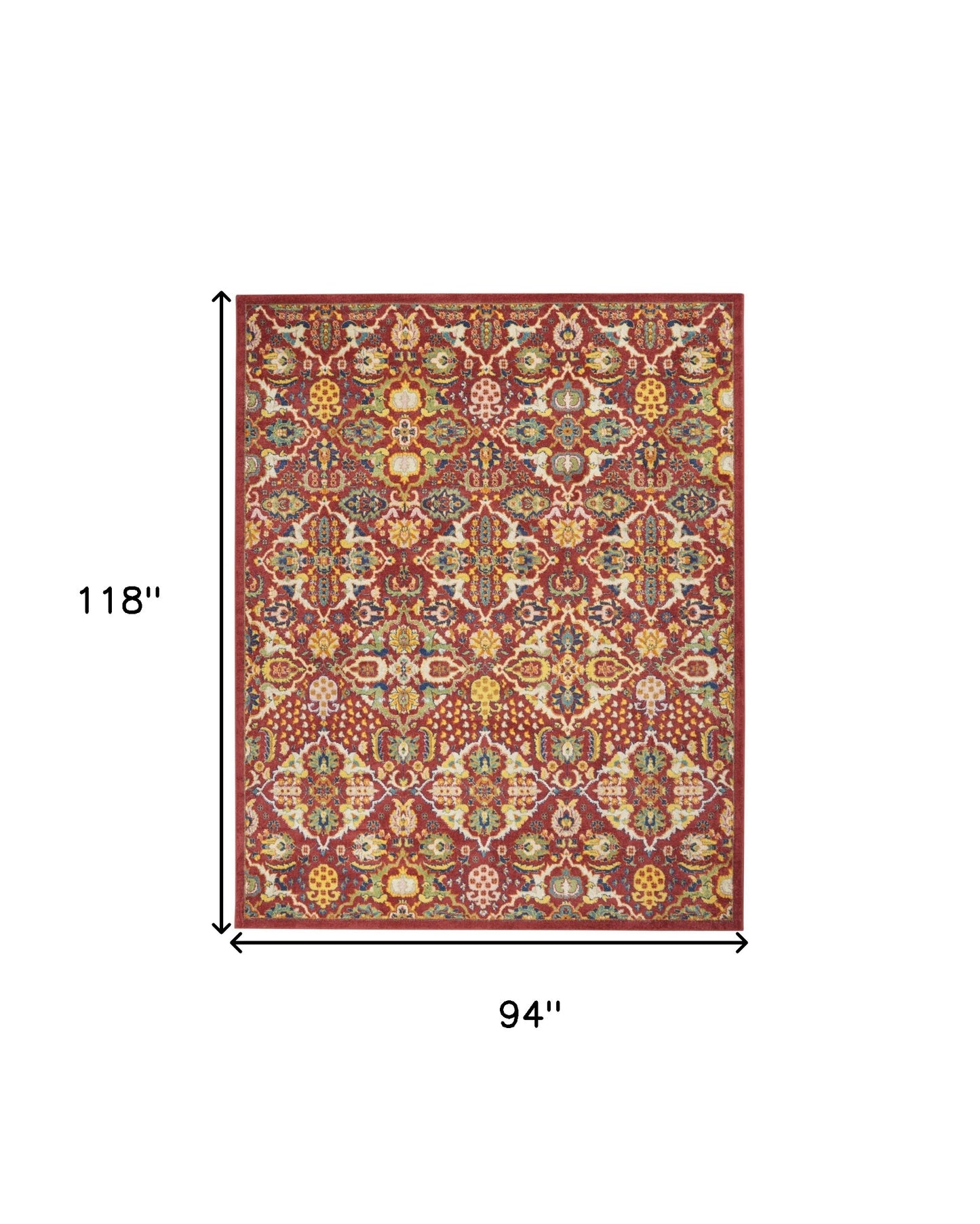 8' X 10' Red Floral Power Loom Area Rug