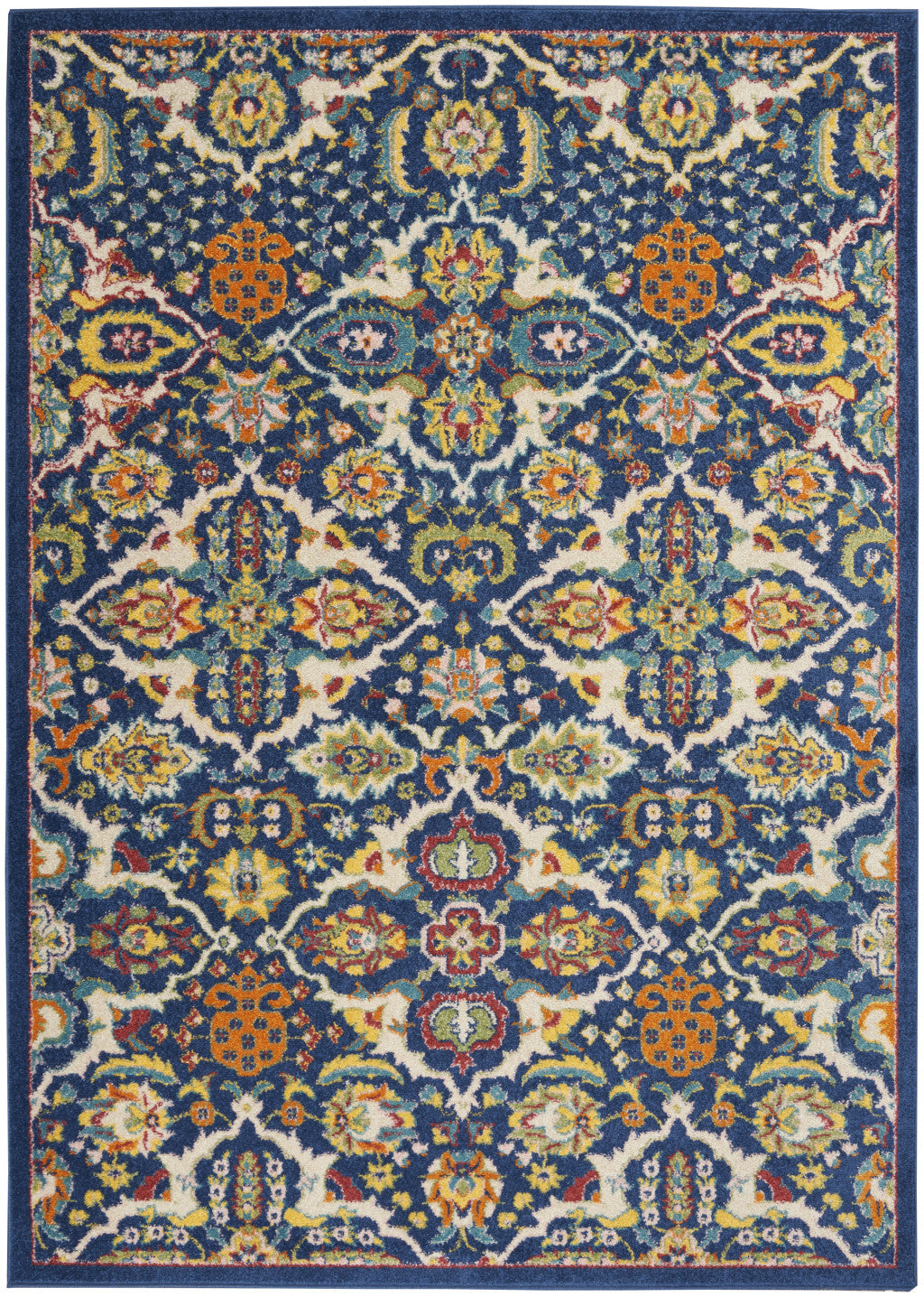 6' X 9' Blue Floral Power Loom Area Rug