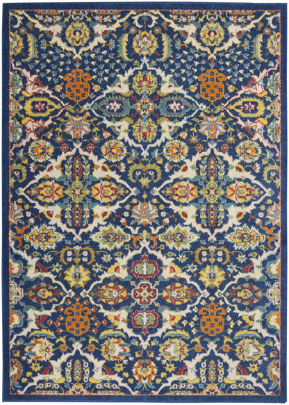 6' X 9' Blue Floral Power Loom Area Rug