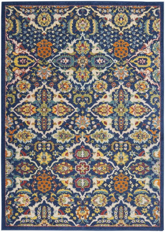 6' X 9' Blue Floral Power Loom Area Rug