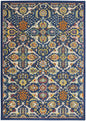 6' X 9' Blue Floral Power Loom Area Rug