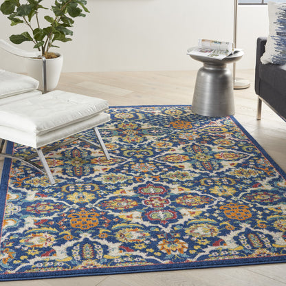 6' X 9' Blue Floral Power Loom Area Rug