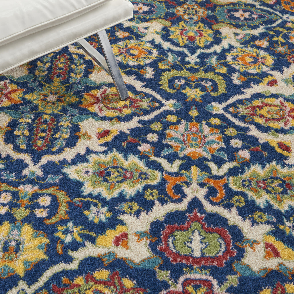 6' X 9' Blue Floral Power Loom Area Rug