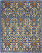 7' X 10' Blue Floral Power Loom Area Rug