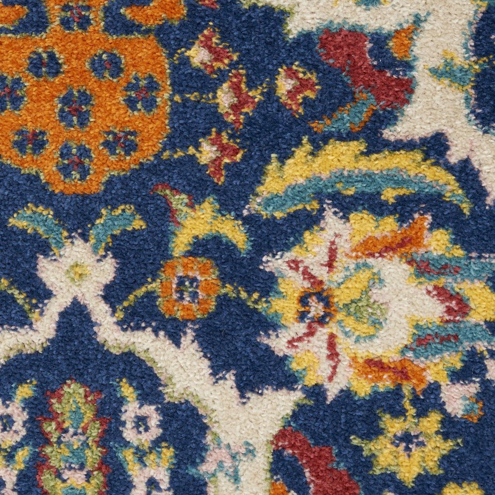 7' X 10' Blue Floral Power Loom Area Rug