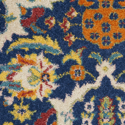 7' X 10' Blue Floral Power Loom Area Rug