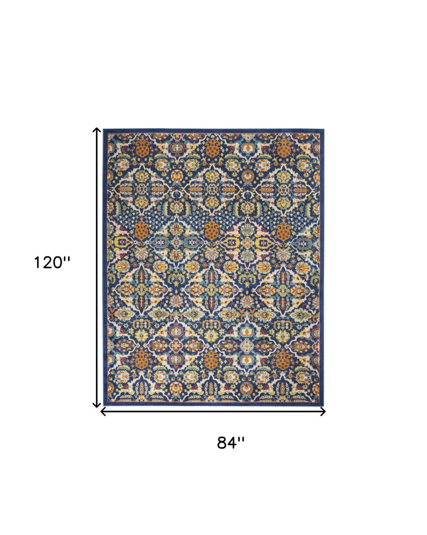 7' X 10' Blue Floral Power Loom Area Rug