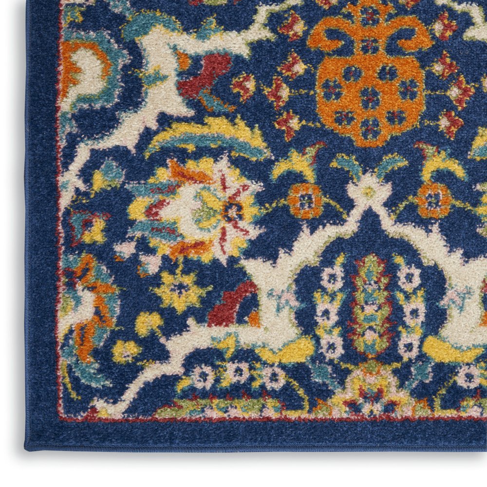 4' X 6' Blue Floral Power Loom Area Rug
