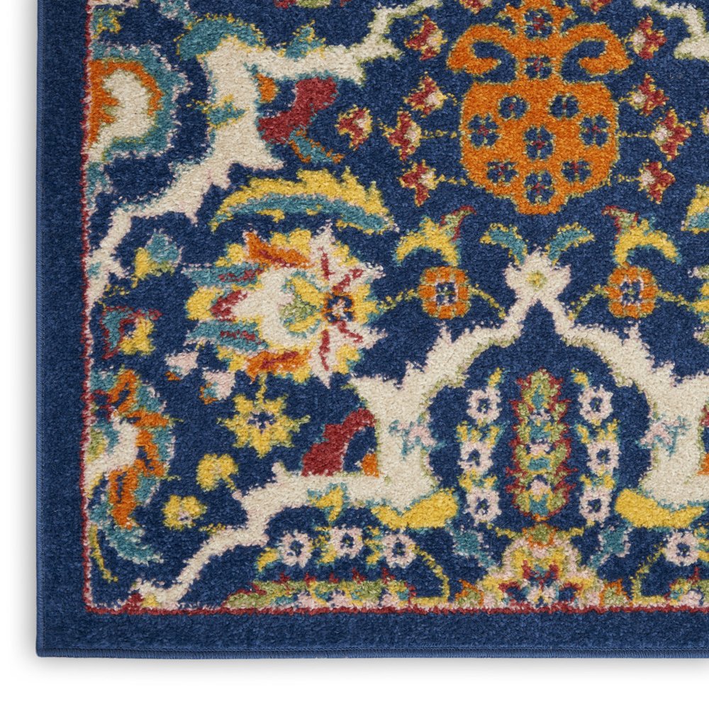 9' X 12' Blue and Yellow Floral Power Loom Area Rug