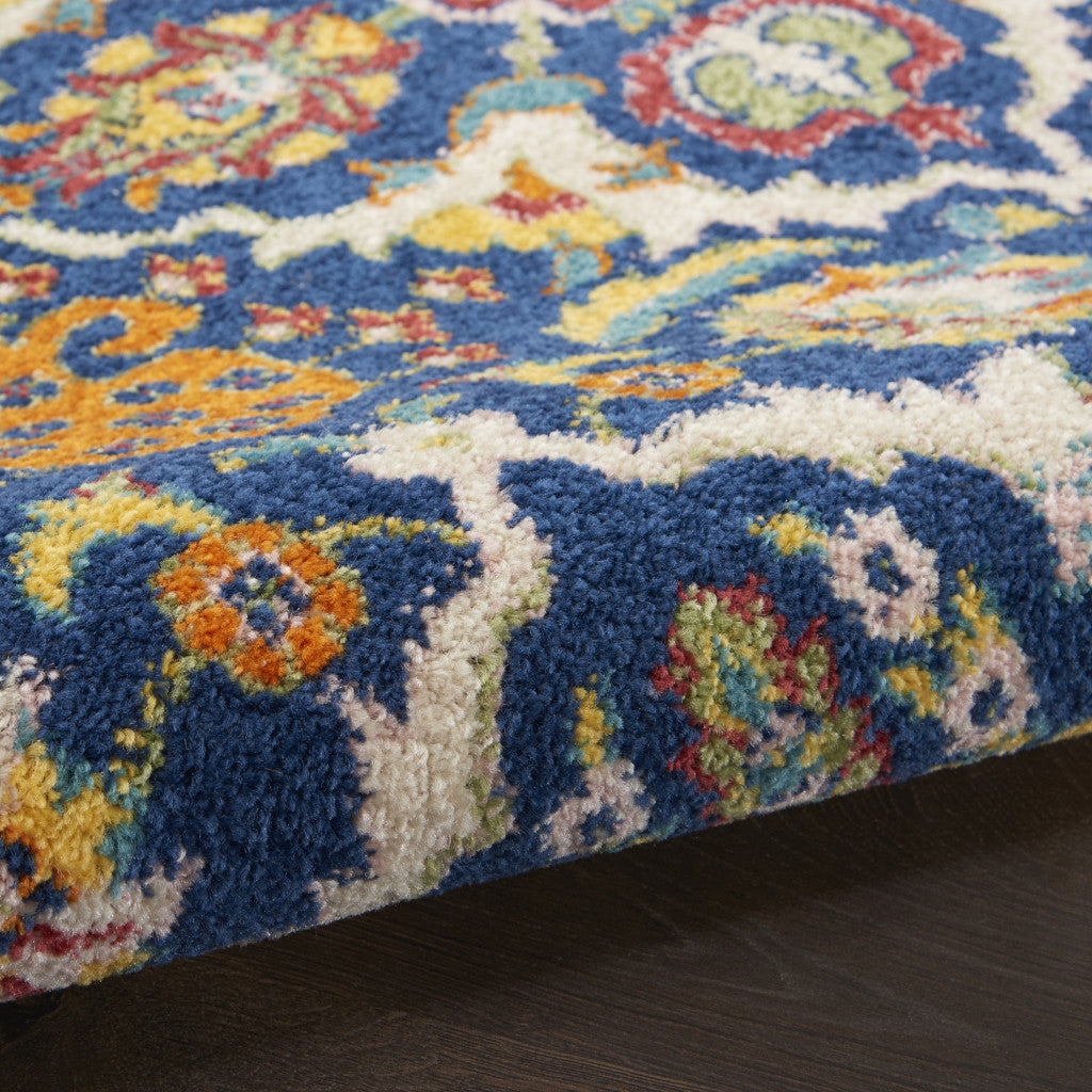 9' X 12' Blue and Yellow Floral Power Loom Area Rug