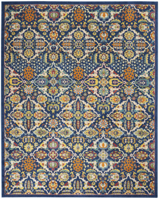 8' X 10' Blue Floral Power Loom Area Rug