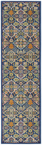 8' Blue Floral Power Loom Runner Rug