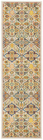 8' Ivory Floral Power Loom Runner Rug