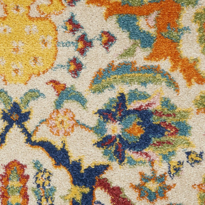 9' X 12' Ivory Floral Power Loom Area Rug
