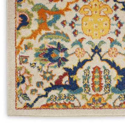 9' X 12' Ivory Floral Power Loom Area Rug