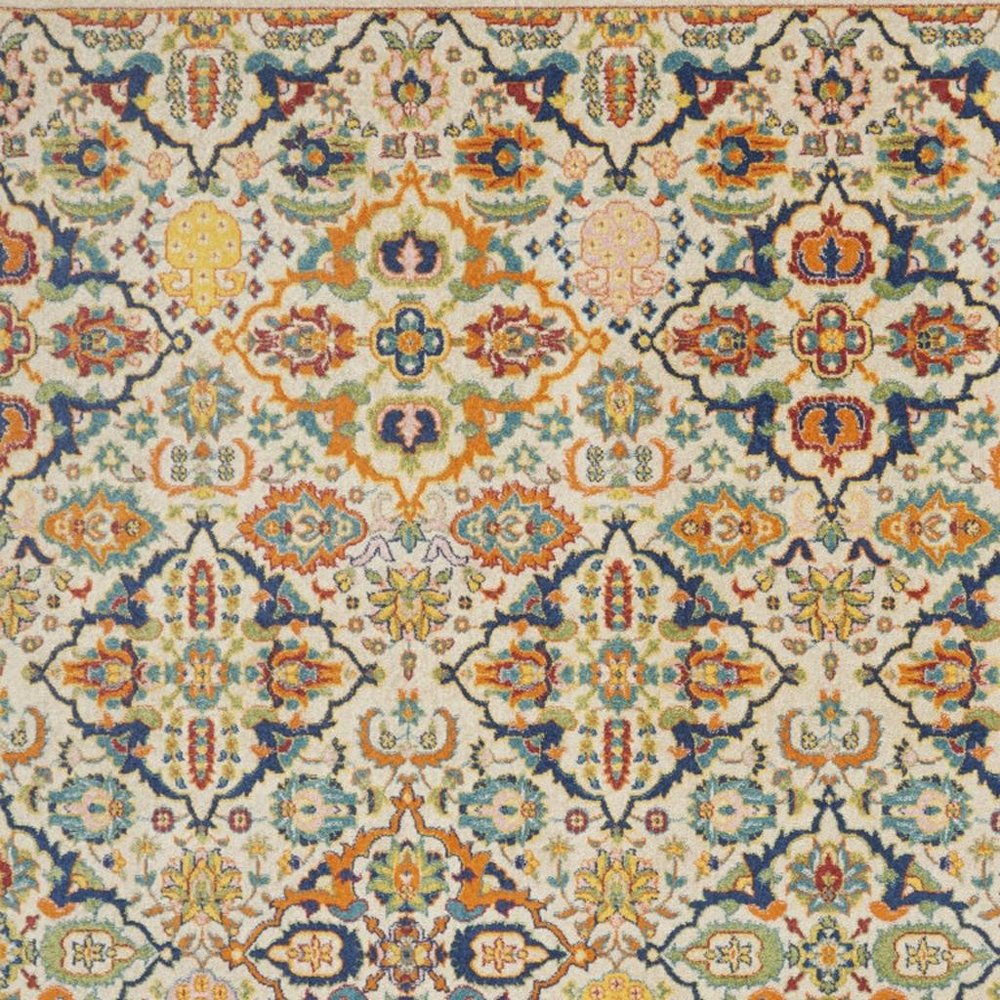 9' X 12' Ivory Floral Power Loom Area Rug