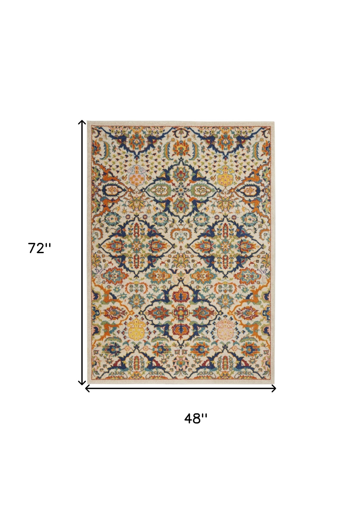 4' X 6' Ivory Floral Power Loom Area Rug