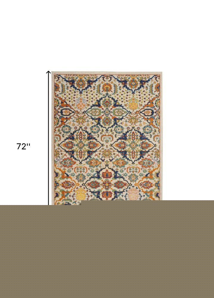 4' X 6' Ivory Floral Power Loom Area Rug