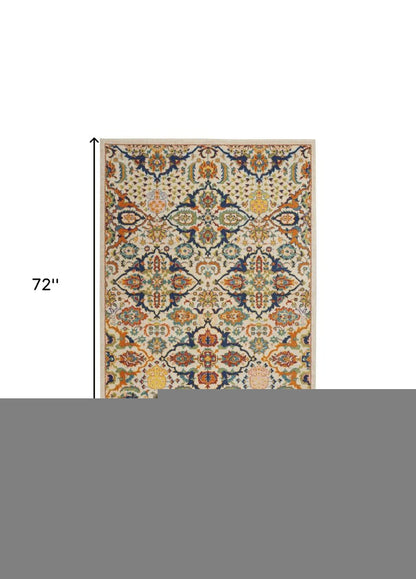 4' X 6' Ivory Floral Power Loom Area Rug