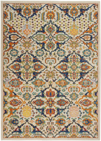 6' X 9' Ivory Floral Power Loom Area Rug