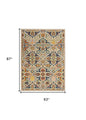 5' X 7' Ivory Floral Power Loom Area Rug