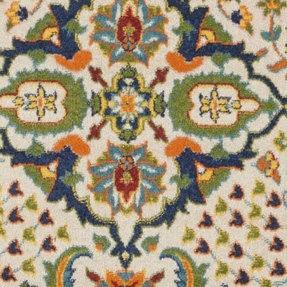 8' Ivory Round Floral Power Loom Area Rug