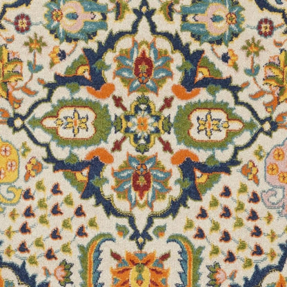 8' Ivory Round Floral Power Loom Area Rug