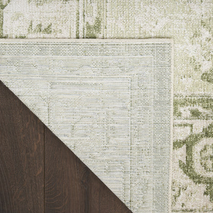 9' X 12' Khaki Oriental Power Loom Distressed Washable Area Rug