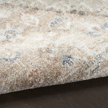 9' X 12' Khaki Oriental Power Loom Distressed Washable Area Rug