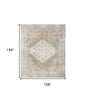 9' X 12' Khaki Oriental Power Loom Distressed Washable Area Rug