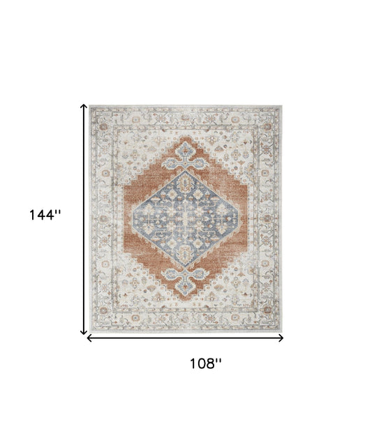 9' X 12' Gray Oriental Power Loom Distressed Area Rug