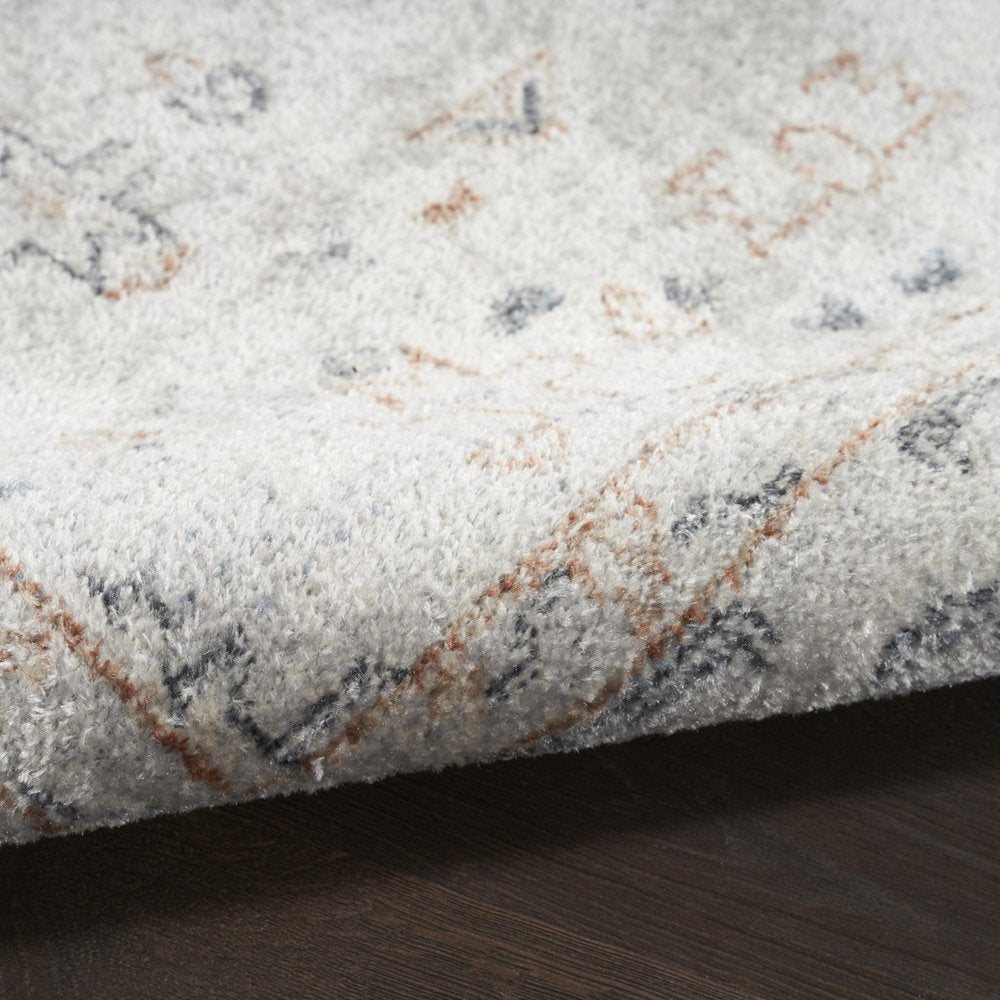 9' X 12' Light Blue Oriental Power Loom Distressed Area Rug