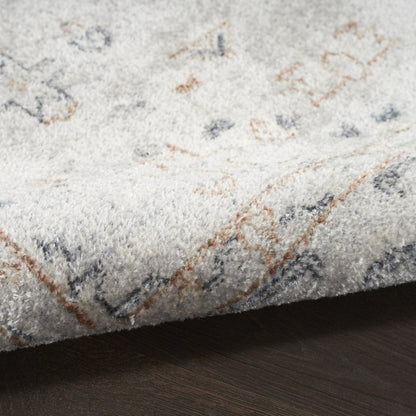 9' X 12' Light Blue Oriental Power Loom Distressed Area Rug