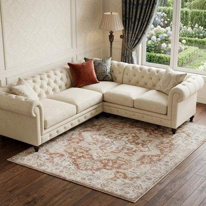 9' X 12' Gold Oriental Power Loom Area Rug