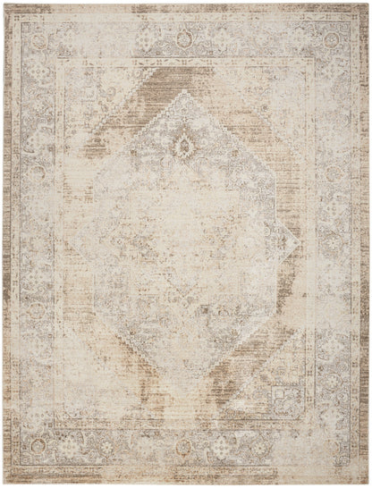 9' X 12' Beige Oriental Power Loom Area Rug