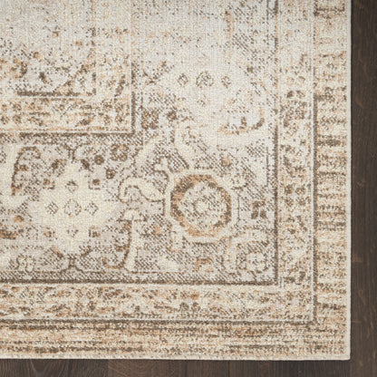 9' X 12' Beige Oriental Power Loom Area Rug