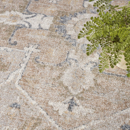 9' X 12' Beige Oriental Power Loom Area Rug