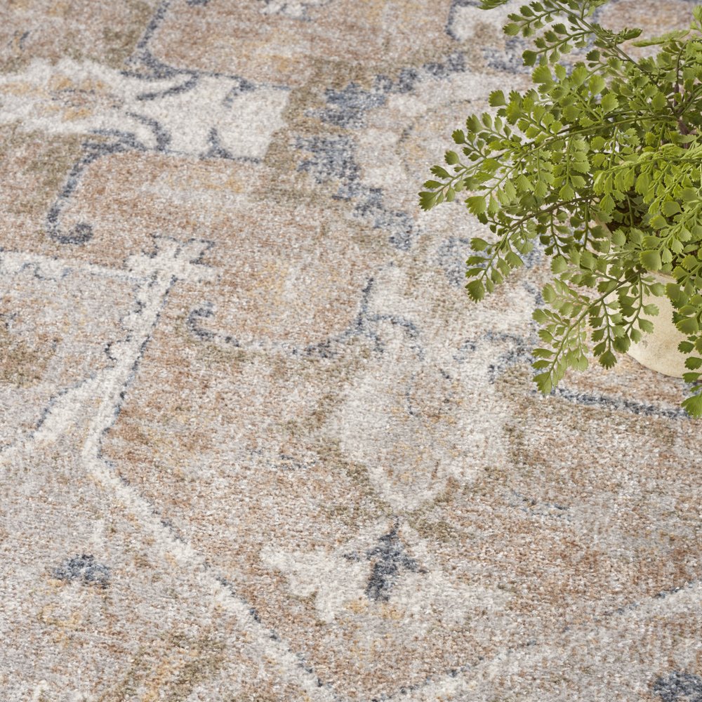 9' X 12' Beige Oriental Power Loom Area Rug