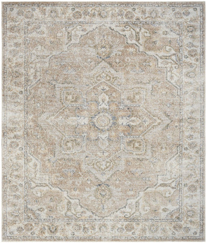9' X 12' Beige Oriental Power Loom Area Rug